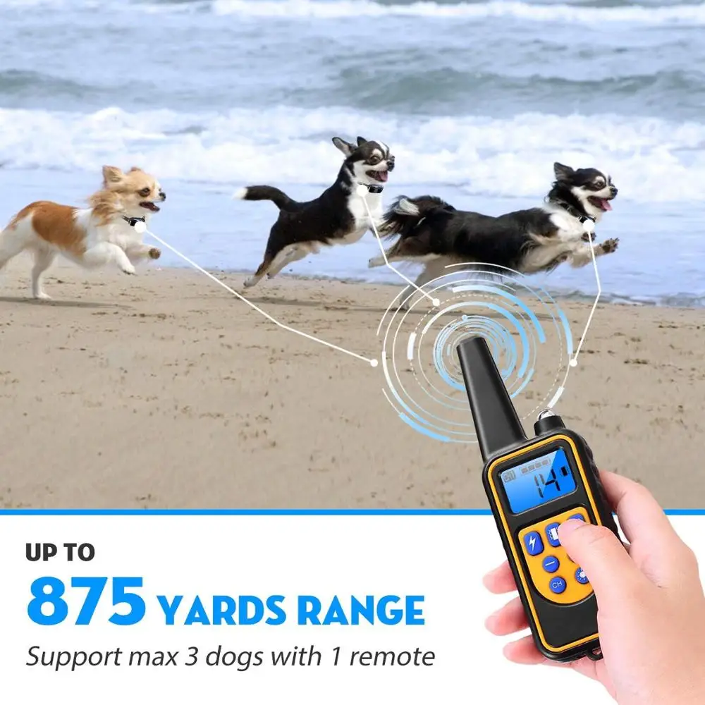 800M Dog Training Shock Collar Rechargeable Dog Collar Remote 3Modes Beep Shock Waterproof Small Medium Large Dogs Bark Collar
