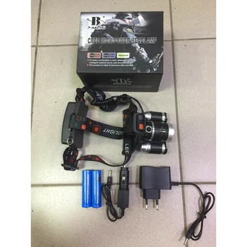 

Headlamp rechargeable LED flashlight with charging from 12v and 220v with adjustable beam range