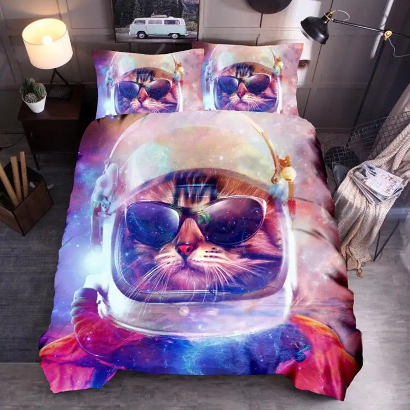 40 3D кошка печатных постельных принадлежностей король королева пододеяльник набор комплект постельного белья Кровать ADA01