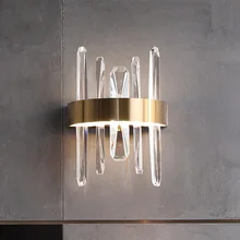 

Artpad Crystal LED Wall Light Fixture Bedroom Beside Living Room Luxury Modern Gold Stainless Steel Stair Wall Lamps AC 90-260V