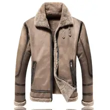 Осенняя куртка из искусственной кожи, Мужская зимняя теплая куртка с отворотом, плюс толстый бархат, меховое кожаное пальто, мужские куртки, jaqueta de couro, мода B90