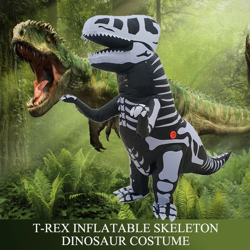 T-Rex надувной костюм динозавра скелета для детей и взрослых, маскарадный костюм на Хэллоуин, праздничное платье, декор для вечеринки, подарок для макияжа