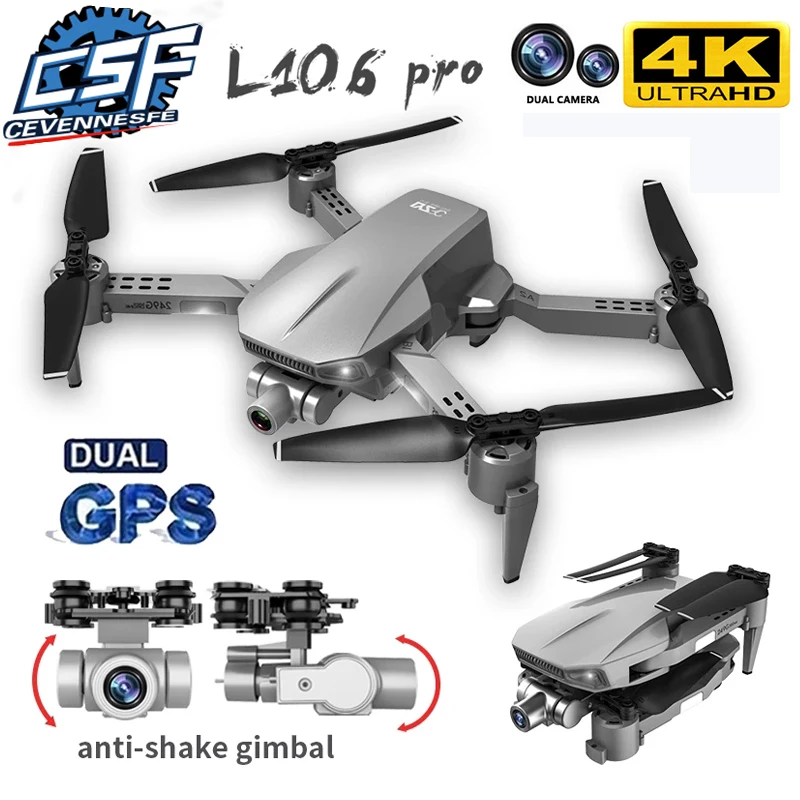 2021New L106 Pro RC Дрон 4K HD Двойная камера GPS WiFi FPV двухосный PTZ бесщеточный двигатель