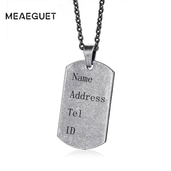 

Meaeguet Customized Dog tag Name Pendant Engrave & Laser Stainless Steel Dog Tag ID Pendant Necklace Personalized Jewelry