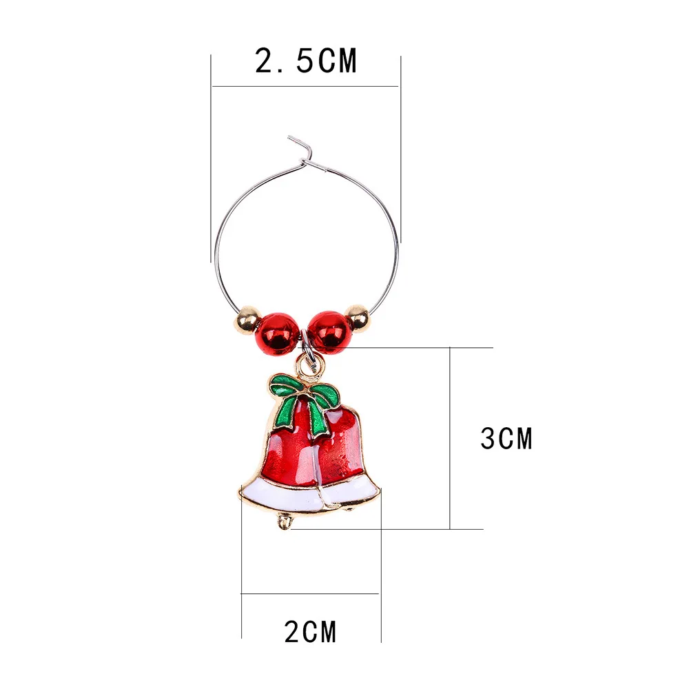 Wine Glass Charms Goblet Christmas Bell Wreath Santa Xmas Tree Cane Stocking Decorations Drink Markers Party Supplies BD
