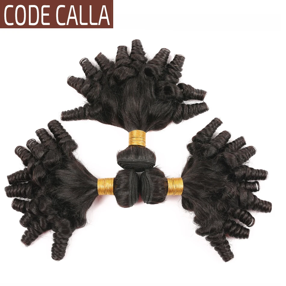 

Code Calla Bouncy Curly Brazilian Remy Hair 8-30 Inch Double Drawn Bundles Funmi Hair style Extensions Natural Black Dark Brown