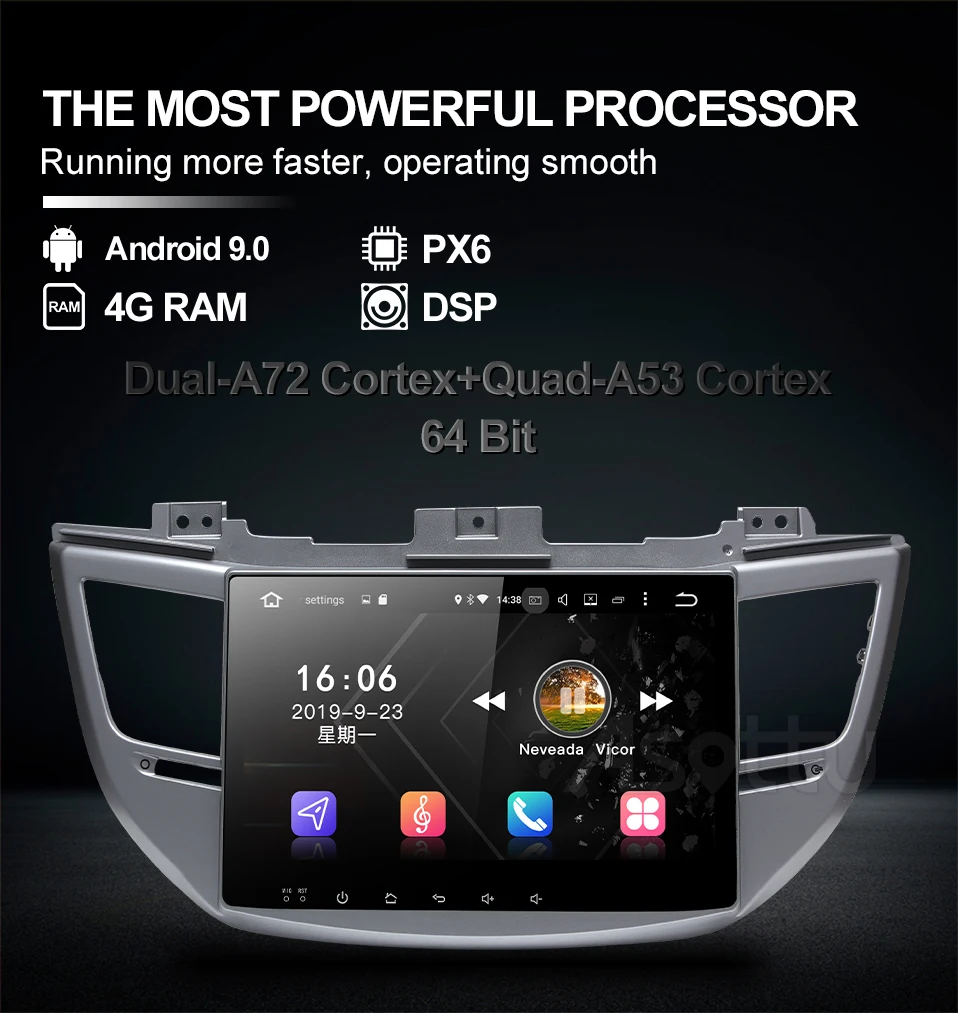 Asottu HY604 android 9,0 PX6 автомобильный dvd для Tucson ix35 автомобильный dvd gps навигатор raido Видео Аудио плеер автомобиля 2 din стерео