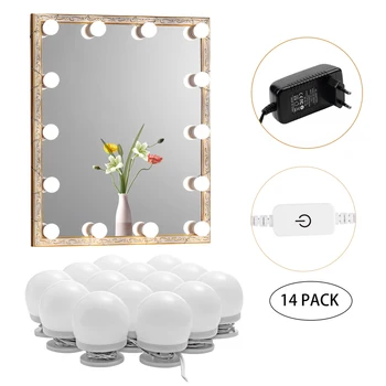 

LED Makeup Light kit,6/10/14/16Touch Dimmable Mirror Bulbs, Hollywood Vanity Lighting lights for Wall,Dressing table bathroom