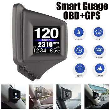 

New HUD GADGET OBD2+GPS HUD On-board Computer A-pillar trim Install RPM Turbo Pressure Oil & Water Temp GPS Speedometer