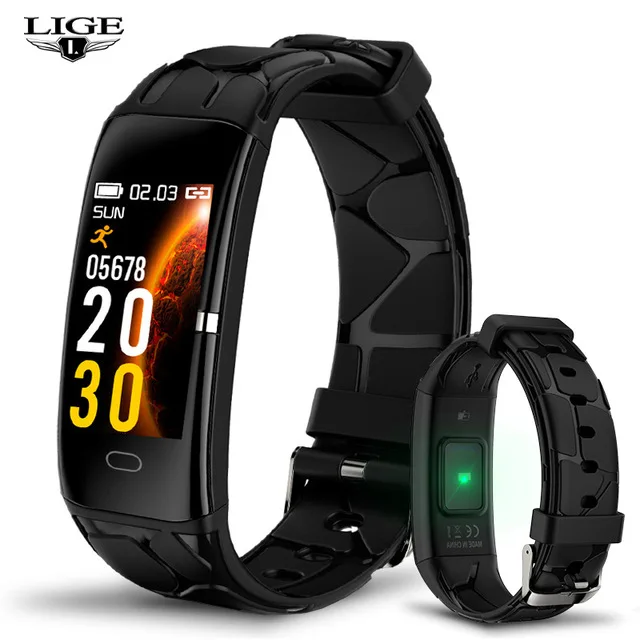 E58 Women Smart bracelet Waterproof Sports For Iphone phone Smartwatch Heart Rate Monitor Blood Pressure Functions For Men Kids - Цвет: Black