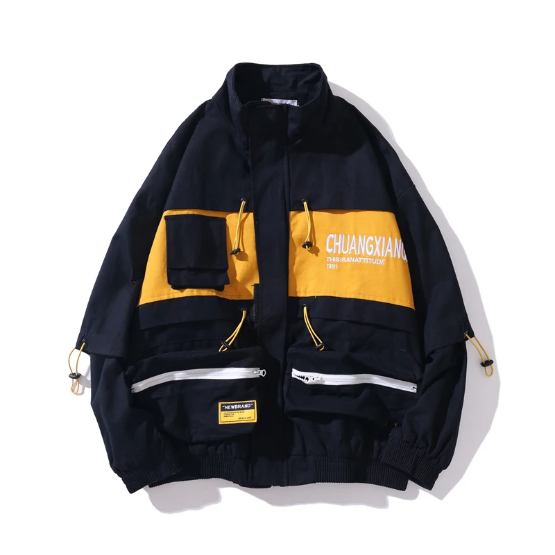 Куртки пальто для мужчин Мути-накладные карманы белый Techwear верхняя одежда