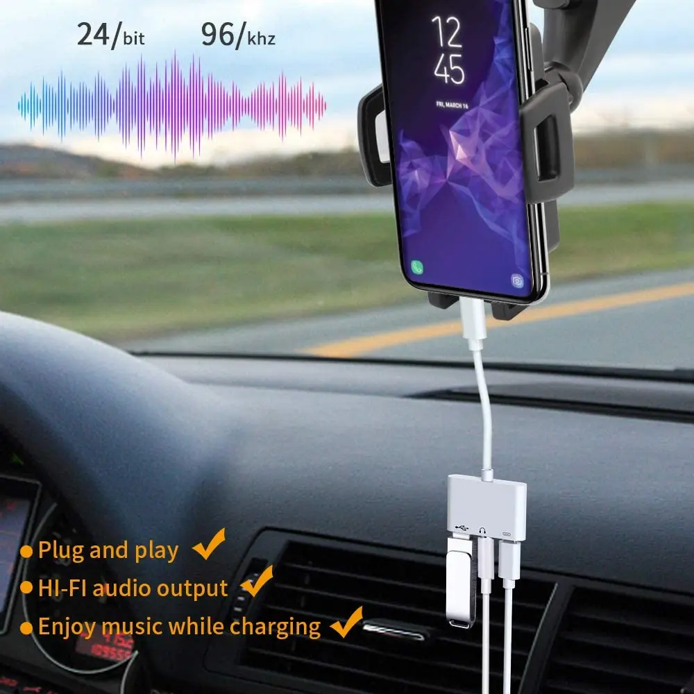 USB C Female OTG Audio Adapter 3 in 1 Digital Camera USB Reader 3 5mm Headphone Jack and Charging Port Splitter Adapter