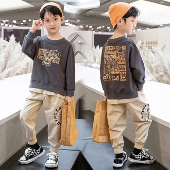 

Teenager Boys Sport Suit Autumn Fashion Sweatshirts And Pants Two Piece Clothes Set Big Boy Letter Print Kid Tracksuit 8 9 10 12