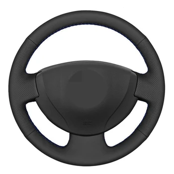 

Car Steering Wheel Cover Black Genuine Leather For Renault Logan 1 Sandero Symbol Clio Twingo Lada Largus Nissan Almera G15