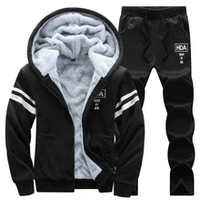 New Fashion 2021 Men Set hooded Thicken Fleece Hoodies + Sweatpant Winter Spring Sweatshirt Sportswear Male Letter Print