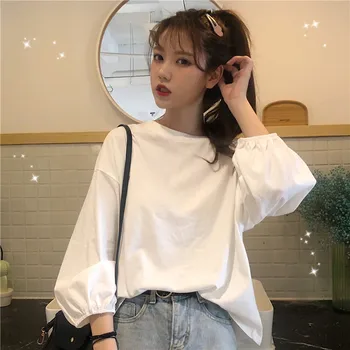 

PX2175 2020 Versatile white bottomed Lantern Sleeve long T-shirt for women