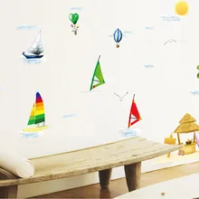 [Ay1920] стиль Морской парусник кокосовые деревья наклейки на стену большой съемный декоративный Рисунок