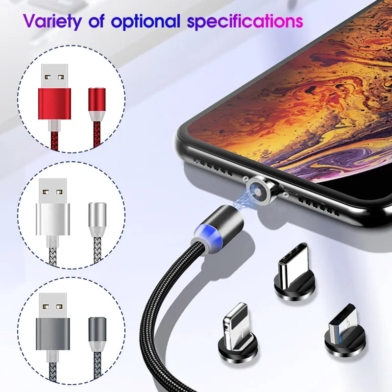 

1M 2M Magnetic Fast Charging Cable For iPhone Type C Cables Magnet Charger For Samsung Android Mobile Micro USB Phone Wire Cord