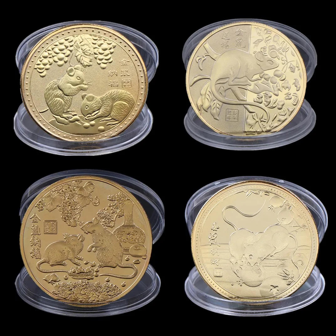Год крысы памятная монета Китайский Зодиак сувенир вызов коллекционные монеты лунный календарь коллекция Искусство ремесло