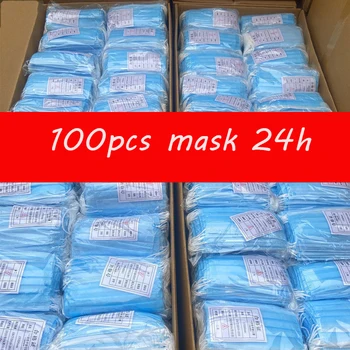 

Mask Disposable Nonwoven 3 Layer Ply Filter Mask mouth Face mask filter safe Breathable dustproof Protective masks 100pcs