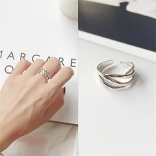 Большая новая коллекция Япония Винтаж Широкая поверхность 925 стерлингового серебра кольца в стиле панк, рок волна Многослойные кольца для женщин