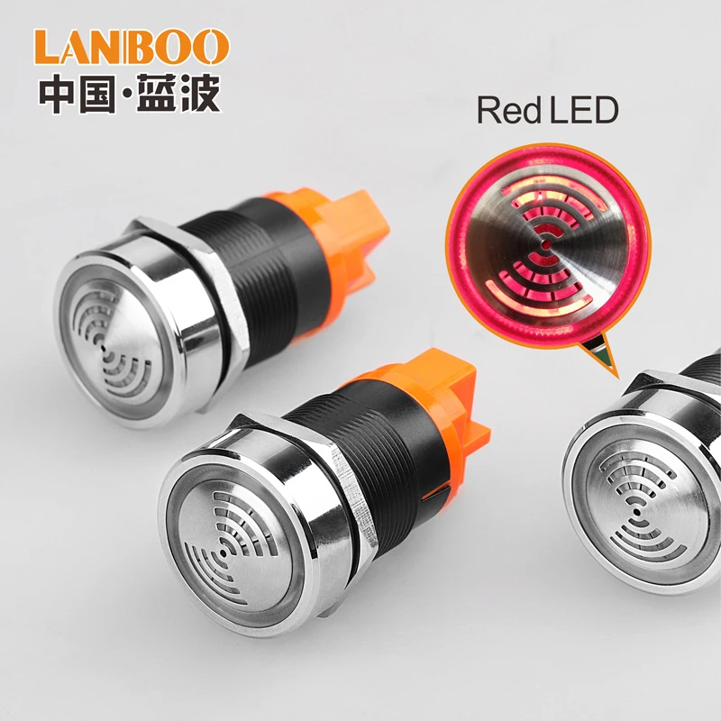 LANBOO 22 мм металлический зуммер AD16 22SM светодиодный сигнальный сигнал сигнальная