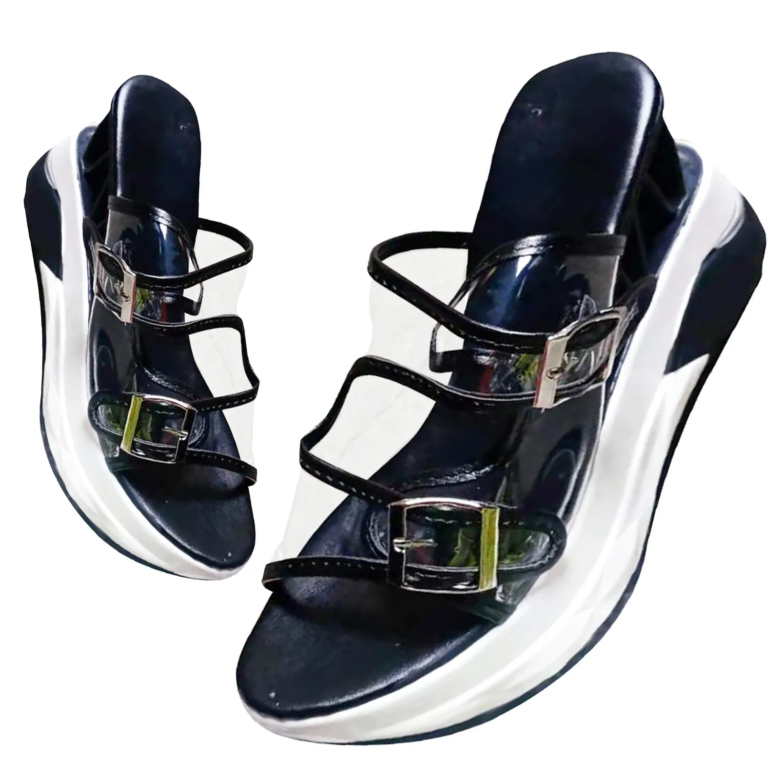

Platform Women's Large Size Transparent Belt Buckle Sandals Open Toe Wedge Casual Women's Shoes Sandalias De Las Mujeres