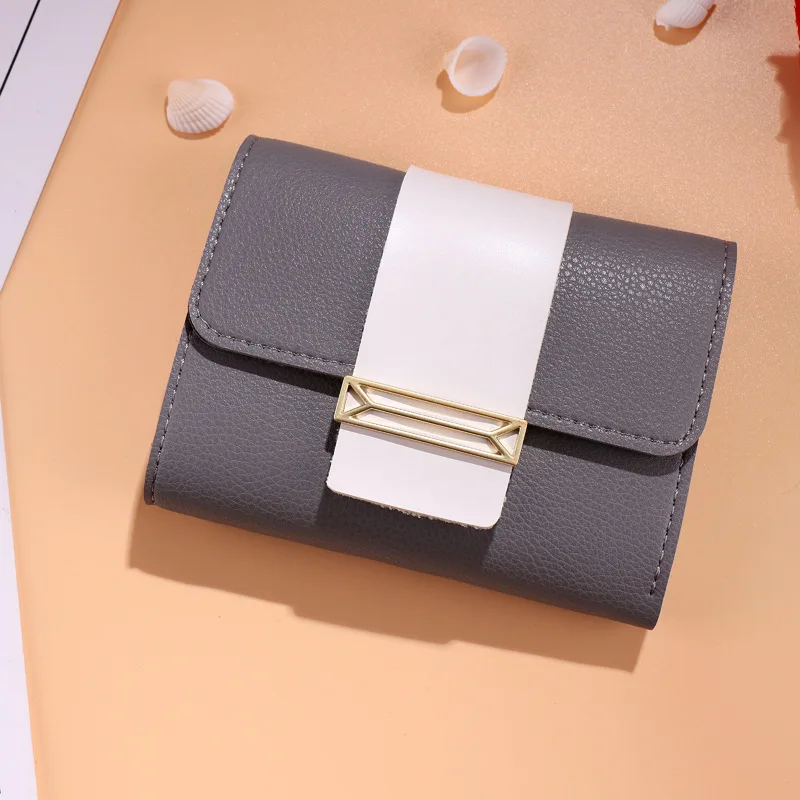 Женский кошелек винтажный небольшой кожаный бумажник роскошный бренд Известный мини женский модный кошелек и кошелек держатель для кредитных карт - Цвет: gray
