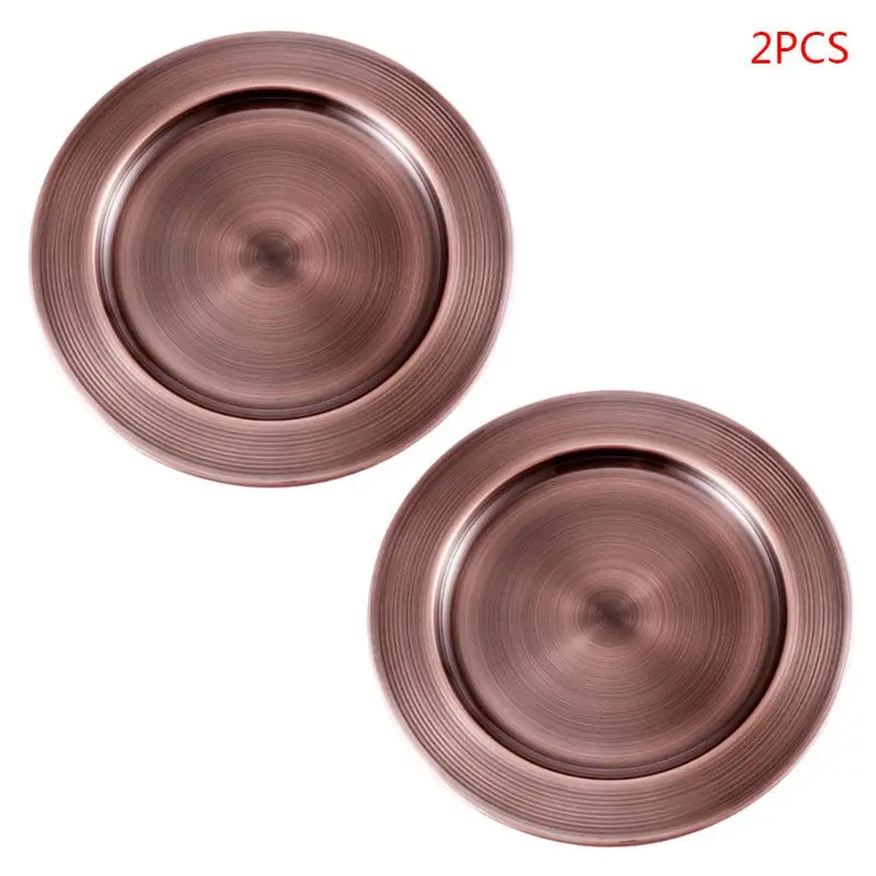2pcs 30cm Stainless Steel Lunch Dinner Plate Dish Salad Food Container Tray Camping Use 4 Colors
