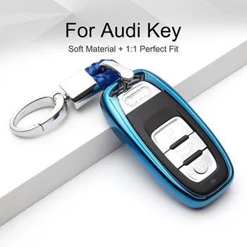 

Car Soft TPU Remote Smart Key Cover Fob Case Shell For Audi A1 A3 A4 A5 A6 A7 A8 Quattro Q3 Q5 Q7 Key Ring Chain Accessories