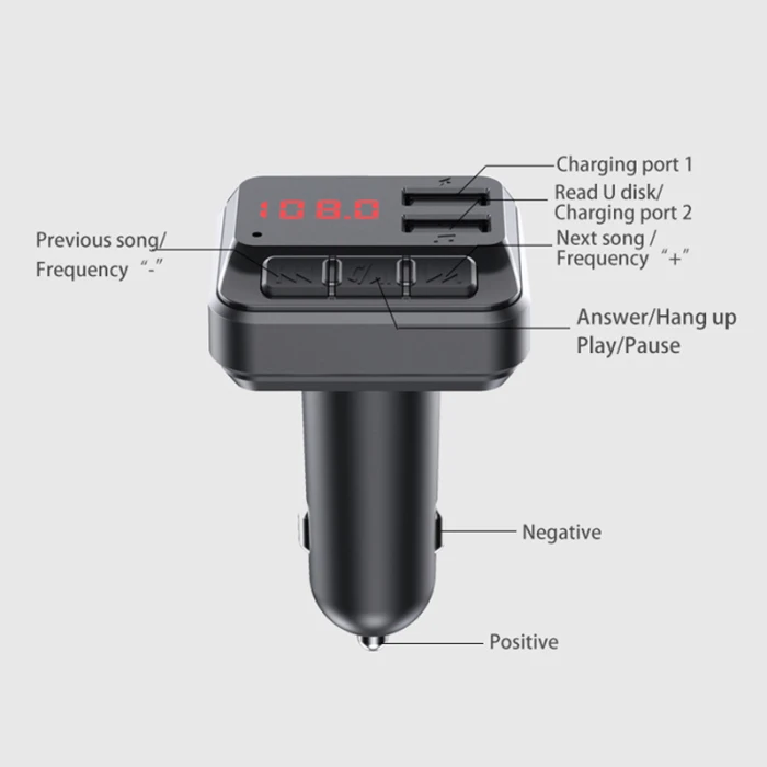 Двойной USB Bluetooth автомобильный телефон зарядное устройство MP3 музыкальный плеер приемник комплект с светодиодный дисплей GK99
