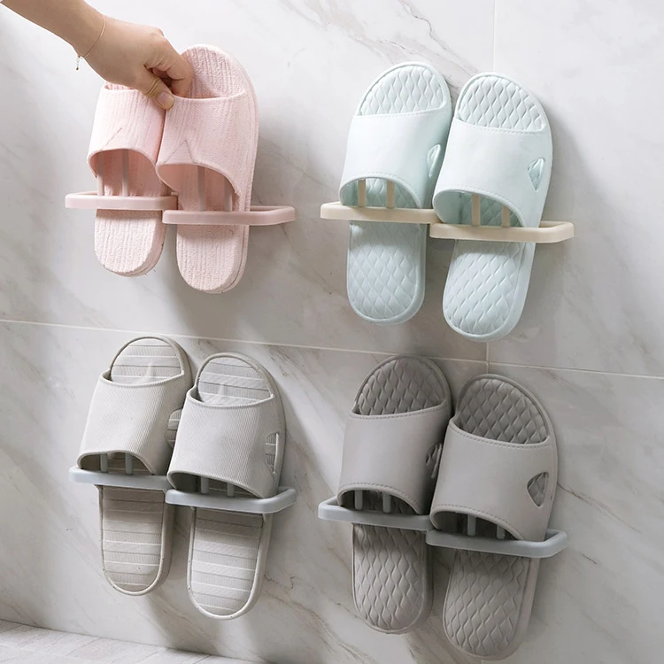 

Protable 1pc Shoe Rack Orgainzer Bathroom Bedroom Slippers Storage Shelf Organizer Seamless Wall Hanging Shoes Storage Rack new