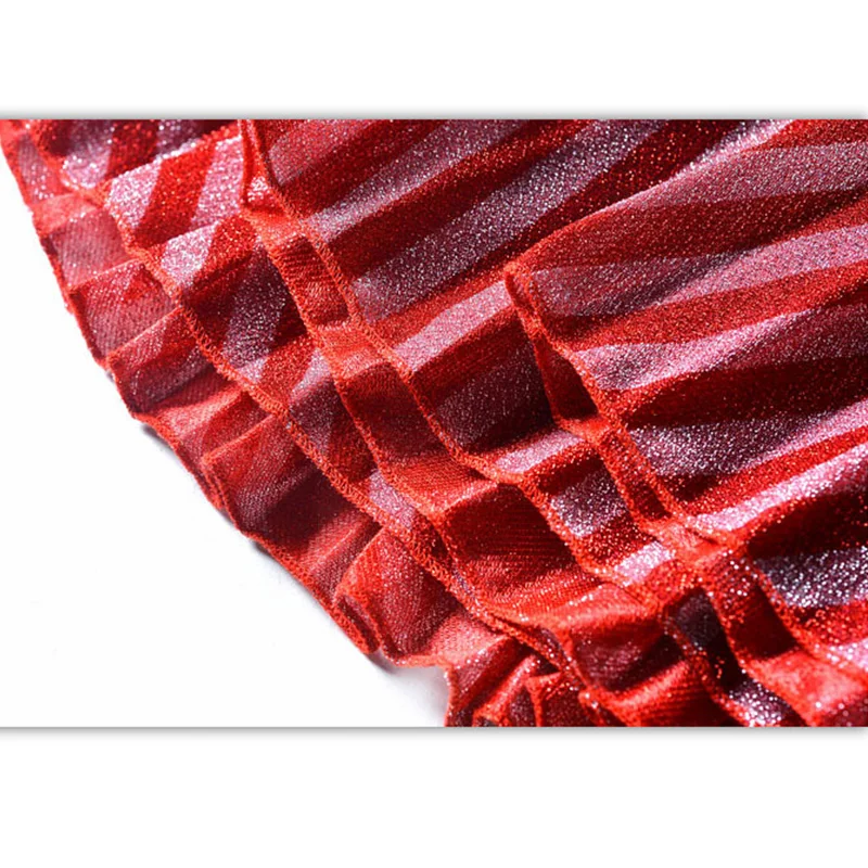 HarleyFashion Женская высокая улица год стиль Bling красная плиссированная юбка все-матч Empaire качество полосатые юбки