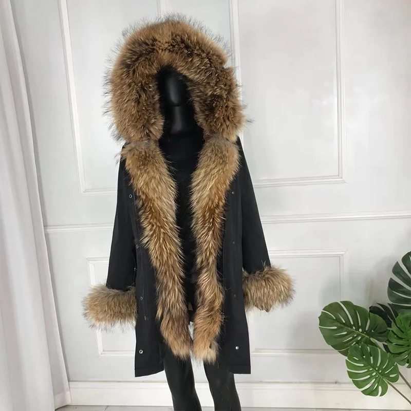 Новые чернобурки меховой парка пальто женские трикотажные silver fox меховой подкладке парки Черный зимой толстые Настоящее пальто с мехом теплые женские верхняя одежда - Цвет: 24