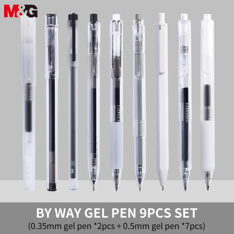M&G BY WAY Gel Pens Premium Refillable & Retractable Rolling Ball Gel Pens, Fine Point, Black Ink, 6pcs / 9pcs-Pack