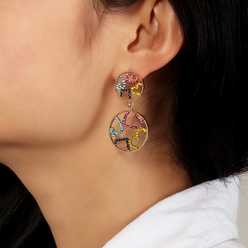 

Hollow Round Circle Big Tassel Earrings for Girls Multi Color Women’s Fashion Geometric Zircon Long Dangler Drop Ear Jewelry