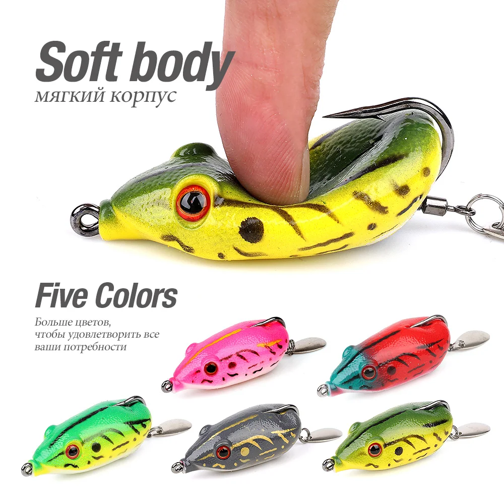 DONQL 1psc 5.5cm 14g Ray frog sequins simulation Luya temptation 5 color top silicone material 3D eye temptation strong bait (5)