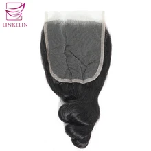 Best Price LINKELIN HAIR Loose Wave Closure 4*4 Free/Three/Middle Part Remy Human Hair 8-20 inch Peruvian Lace Closure Nature Color