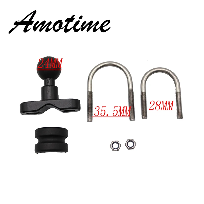 Motorcycle Handle Bar Rail Mount 37mm Width U-Bolt Mounting Base with 1 inch Ball for Gopro GPS work for Ram Mounts