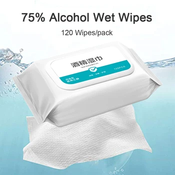 

75% Alcohol Wet Wipes 120 Wipes/Pack Non Woven Cleaning Wipes Portable Antibacterial Disinfectant Alcohol Hand Wipes Adults
