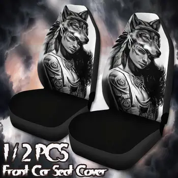 

Universal 1/2PCS 3D Wolf Printed Car Seat Cover Polyester Fabric Elastic Auto Seat Cushion Protector Cover For Car SUV