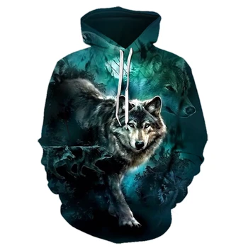 

Fashion Men Wolf Animal 3D Printed Hooded Hoodies Men / Women's Shinning Wolf Design Sweatshirts 3D Harajuku Hoody
