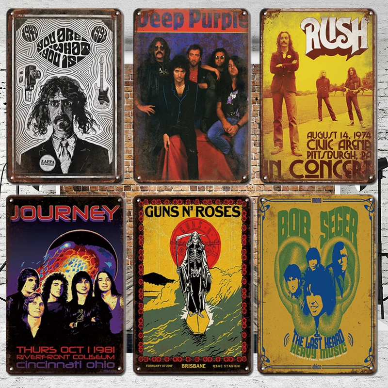 Cartel de la banda de Rock Retro, cartel de Metal, placas decorativas  Vintage, Chic Rock N