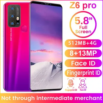 

Z6 Pro Smartphone 5.8 Inch Screen Smartphone 512M+4G Android Smartphone 3D Glass Plated Back Cover Red