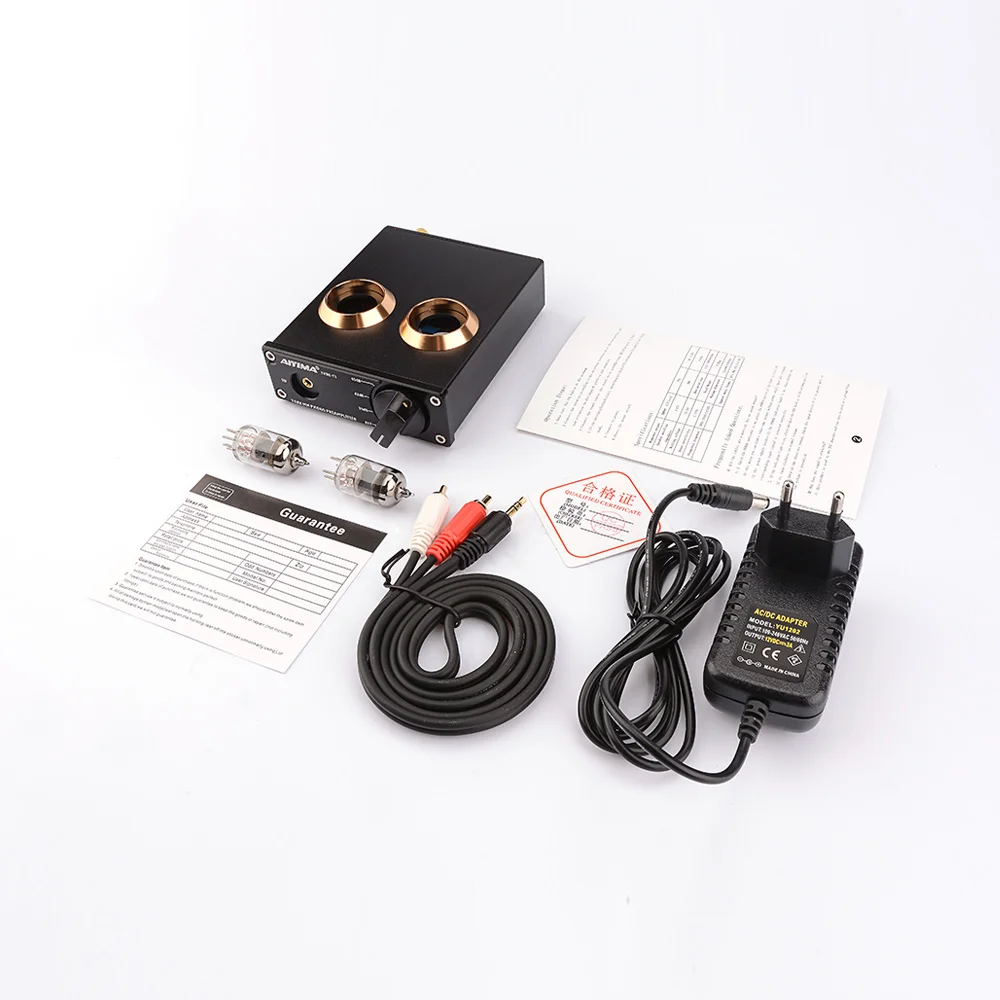 Black with EU plug AIYIMA 6J2 Vacuum Tube MM Phono Turntable Preamplifier HiFi Stereo Phonograph Preamp Amplifier Vinyl Record Player For Home DIY - Цвет: Black with EU plug