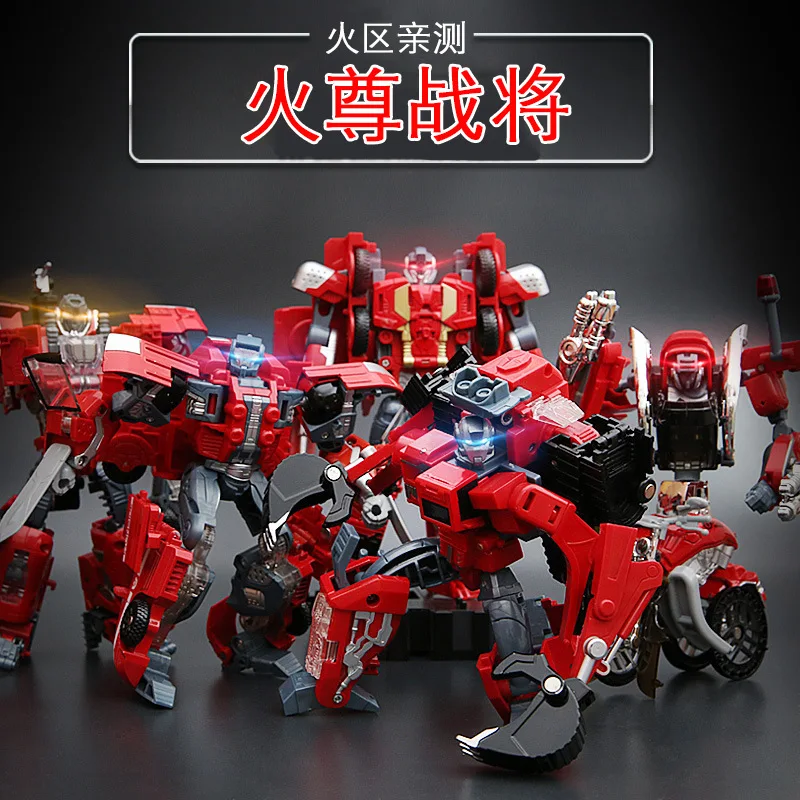 

Wei jiang Alloy Transformation Toy Fire Statue War Rescue Crane Motorcycle Excavator Fit Fire Truck Jingang Autobots