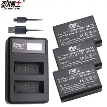 

3PC LP-E10 LPE10 LP E10 Camera Li-ion Battery +LCD Dual USB Charger for Canon 1100D 1200D 1300D Rebel T3 T5 KISS X50 X70 Bateria