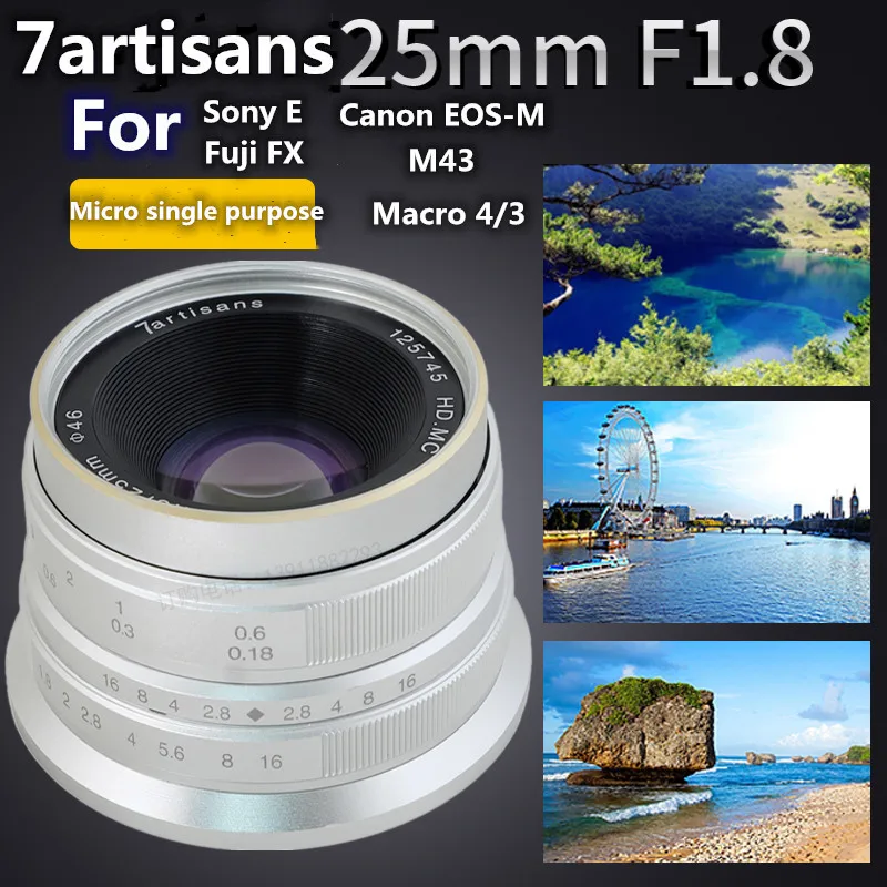 7artisans 25 мм f1.8 Prime объектив для всех одиночных серий для E Mount Canon EOS-M Mout Micro 4/3 камеры A7 A7II A7R