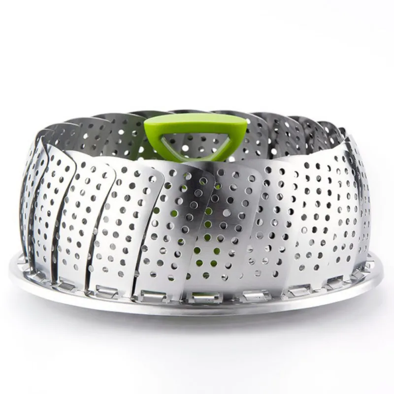 Kitchen Food Steamer Cookware 9 Inches Feet Sanding Stainless Steel Folding Food Steamer