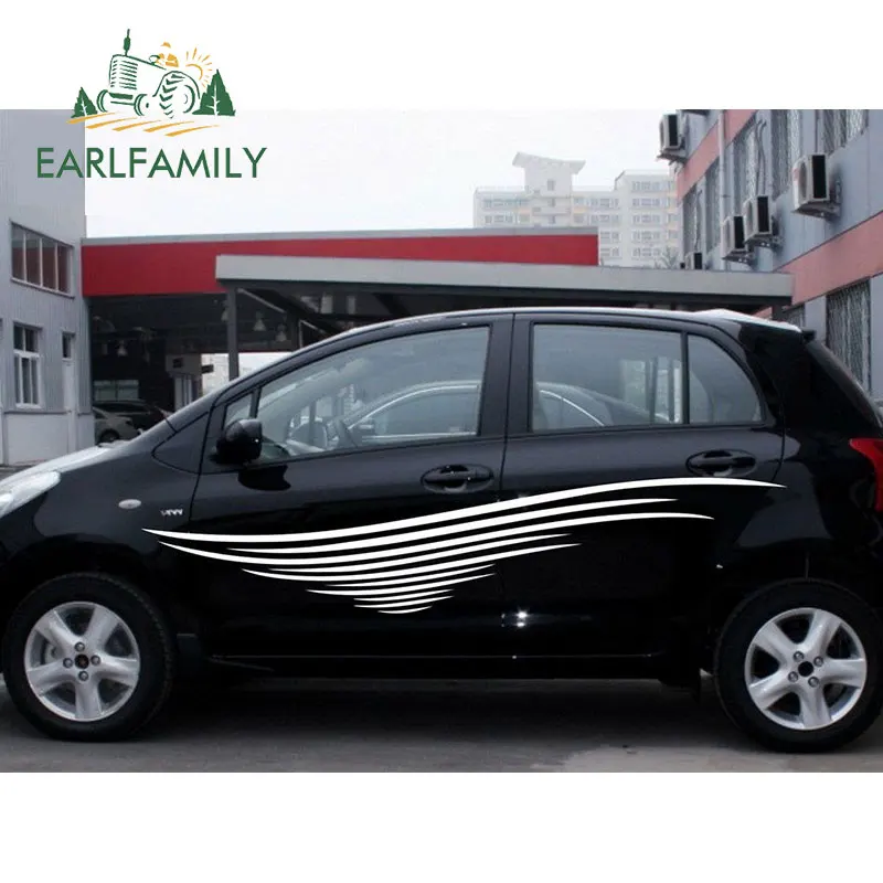 EARLFAMILY, 200 см* 34 см, 2x Pinstripes, гоночные наклейки на двери, графика, автомобильные наклейки, виниловые автомобильные комплекты, наклейки, наклейка, автомобильные аксессуары